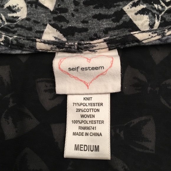 Self Esteem Hi Low Zipper Detail Razor Bk SZ Med - Picture 7 of 8